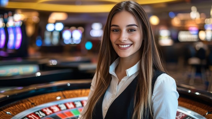 Meja Caribbean Stud Poker live dealer di itubola dengan antarmuka permainan yang jelas